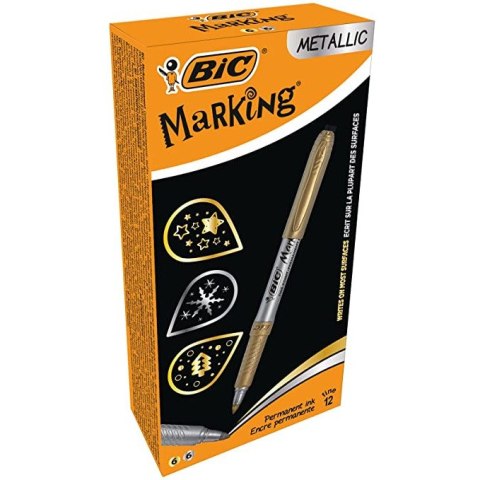 Markery BIC permanentne metaliczne kolory złoty(6szt.) + srebrny(6szt.) 950466 Markery BIC permanentne metaliczne kolory złoty(6szt.) + srebrny(6szt.) 950466