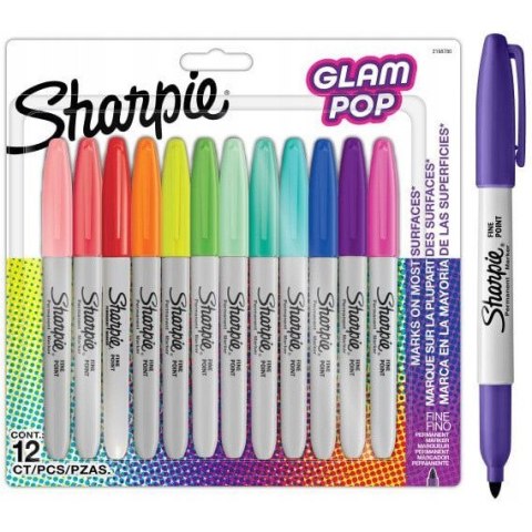 Markery permanentne SHARPIE Glam Pop (12 kolorów) 2198780 Markery permanentne SHARPIE Glam Pop (12 kolorów) 2198780