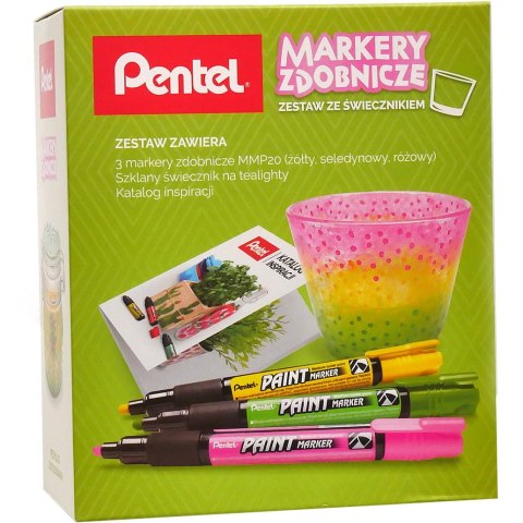 Zestaw ŚWIECZNIK+marker olej.żółty/róż/seledy MMP20GKP PENTEL Zestaw ŚWIECZNIK+marker olej.żółty/róż/seledy MMP20GKP PENTEL