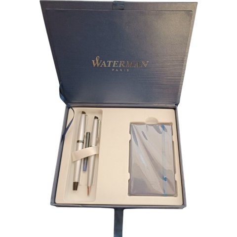 Komplet pióro wieczne EXPERT FP+długopis chromowy WATERMAN+notes z gumką S0928670 Komplet pióro wieczne EXPERT FP+długopis chromowy WATERMAN+notes z gumką S0928670
