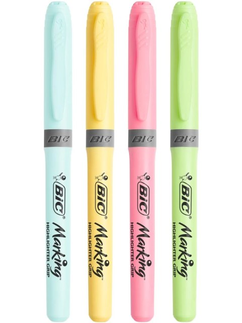 Zakreślacz HIGHLIGHTER GRIP pastelowe kolory opakowanie 4 kolory 964859 BIC Zakreślacz HIGHLIGHTER GRIP pastelowe kolory opakowanie 4 kolory 964859 BIC