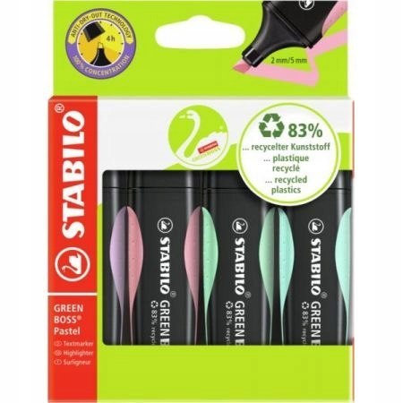 Zakreślacz STABILO green BOSS etui 4szt pastel 6070/4-2 Zakreślacz STABILO green BOSS etui 4szt pastel 6070/4-2