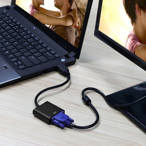 Adapter HDMI -> VGA czarny RETOO E275 Adapter HDMI -> VGA czarny RETOO E275