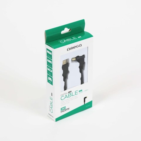Kabel HDMI -> HDMI 1,5m v.1.4 kątowy czarny OMEGA (41855) Kabel HDMI -> HDMI 1,5m v.1.4 kątowy czarny OMEGA (41855)