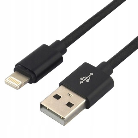 Kabel USB-A -> Lightning 0,3m 2,4A pleciony czarny EVERACTIVE (CBB-0.3IB) Kabel USB-A -> Lightning 0,3m 2,4A pleciony czarny EVERACTIVE (CBB-0.3IB)