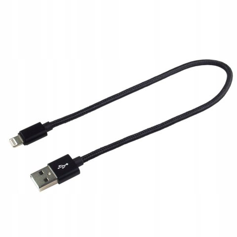 Kabel USB-A -> Lightning 0,3m 2,4A pleciony czarny EVERACTIVE (CBB-0.3IB) Kabel USB-A -> Lightning 0,3m 2,4A pleciony czarny EVERACTIVE (CBB-0.3IB)