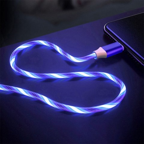 Kabel USB-A -> USB-C 1m 2A LED niebieski PLATINET (45742) Kabel USB-A -> USB-C 1m 2A LED niebieski PLATINET (45742)