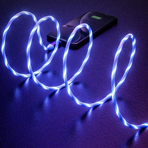 Kabel USB-A -> USB-C 1m 2A LED niebieski PLATINET (45742) Kabel USB-A -> USB-C 1m 2A LED niebieski PLATINET (45742)