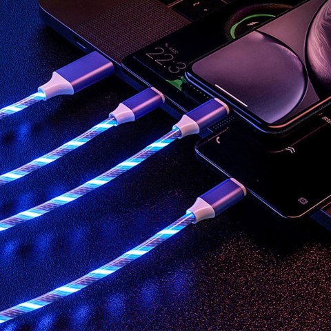 Kabel USB-A -> USB-C 1m 2A LED niebieski PLATINET (45742) Kabel USB-A -> USB-C 1m 2A LED niebieski PLATINET (45742)