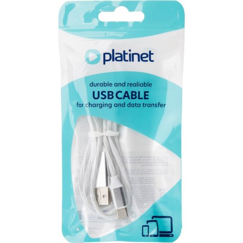 Kabel USB-A -> USB-C 1m 3A 18W LED biały PLATINET (45879) Kabel USB-A -> USB-C 1m 3A 18W LED biały PLATINET (45879)