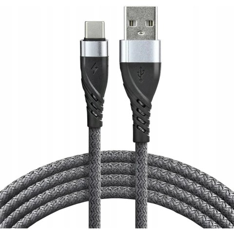 Kabel USB-A -> USB-C 1m 3A pleciony szary EVERACTIVE (CBB-1CG) Kabel USB-A -> USB-C 1m 3A pleciony szary EVERACTIVE (CBB-1CG)