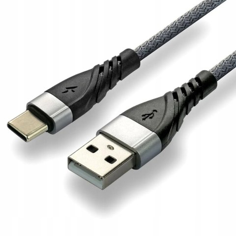 Kabel USB-A -> USB-C 1m 3A pleciony szary EVERACTIVE (CBB-1CG) Kabel USB-A -> USB-C 1m 3A pleciony szary EVERACTIVE (CBB-1CG)