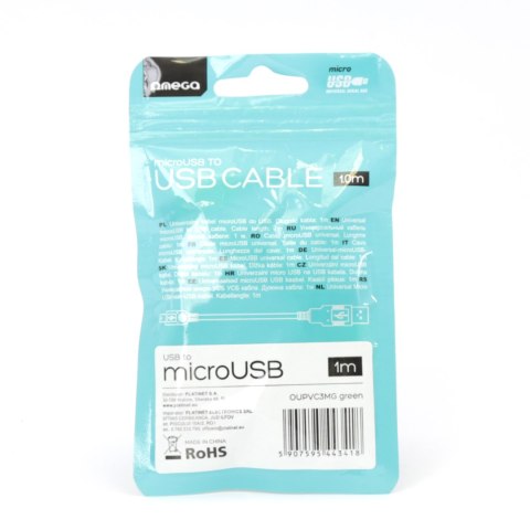 Kabel USB-A -> microUSB 1m 2A zielony OMEGA BAJA (44341) Kabel USB-A -> microUSB 1m 2A zielony OMEGA BAJA (44341)