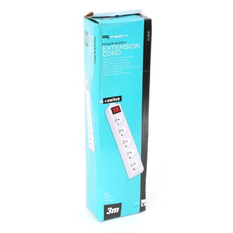 Listwa zasilająca 5g/3m czarna FIESTA 10A/2500W uziemienie (42044) Listwa zasilająca 5g/3m czarna FIESTA 10A/2500W uziemienie (42044)