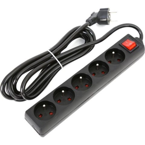 Listwa zasilająca 5g/5m czarna FIESTA 10A/2500W uziemienie (42046) Listwa zasilająca 5g/5m czarna FIESTA 10A/2500W uziemienie (42046)