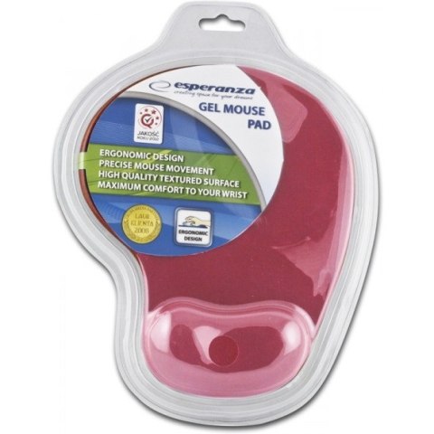Podkładka żelowa pod mysz czerwona EA137R ESPERANZA Podkładka żelowa pod mysz czerwona EA137R ESPERANZA