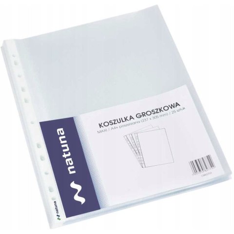 Koszulki groszkowe na dokumenty A4+ MAXI 100mic 25 sztuk NATUNA