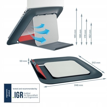 Podstawka pod laptopa Ergo Cosy szara 64260089 LEITZ Podstawka pod laptopa Ergo Cosy szara 64260089 LEITZ