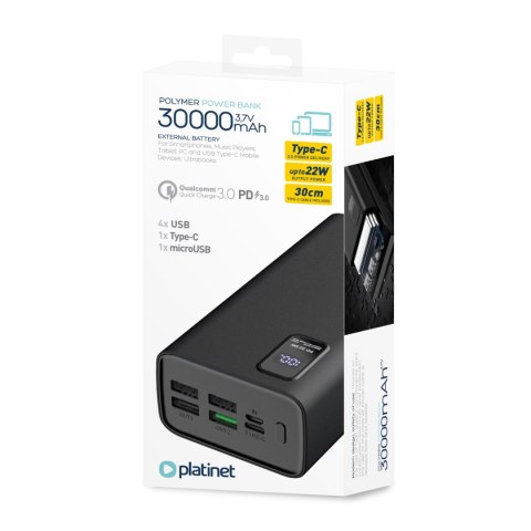Powerbank 30000mAh 20W USB-C + microUSB -> 2xUSB-A + 1xUSB-C PLATINET (45729) Powerbank 30000mAh 20W USB-C + microUSB -> 2xUSB-A + 1xUSB-C PLATINET (45729)