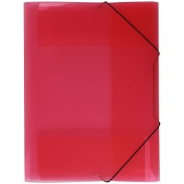Teczka PP z gumką szeroka transparnetna czerwona TG-12-01 BIURFOL