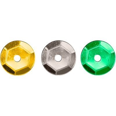 Cekiny okrągłę 8mm zestaw metaliczny 3 kol.x 5g złoty, zielony, srebrny TITANUM 414533 Cekiny okrągłę 8mm zestaw metaliczny 3 kol.x 5g złoty, zielony, srebrny TITANUM 414533