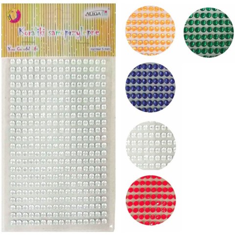 Dżety koraliki samoprzylepne 5 mm różne kolory JET-5217 ALIGA Dżety koraliki samoprzylepne 5 mm różne kolory JET-5217 ALIGA