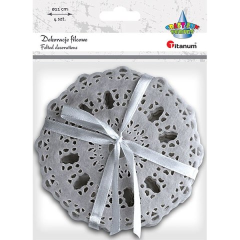 Filcowe podkładki ażurowe 110mm szare (4szt.) 427616 TITANUM Filcowe podkładki ażurowe 110mm szare (4szt.) 427616 TITANUM