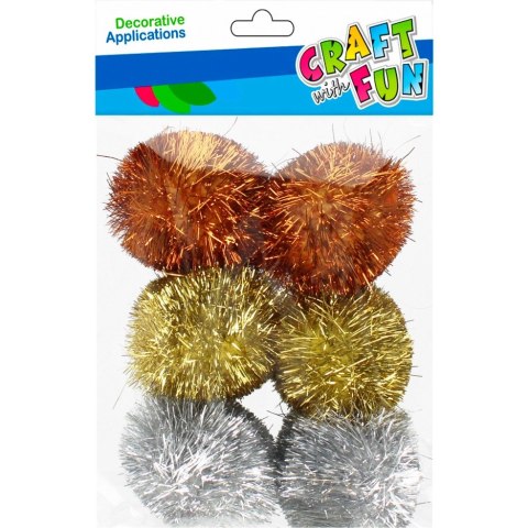 Ozdoba dekoracyjna pompon (6szt.) 45mm mix brokat 521654 Craft with Fun Ozdoba dekoracyjna pompon (6szt.) 45mm mix brokat 521654 Craft with Fun