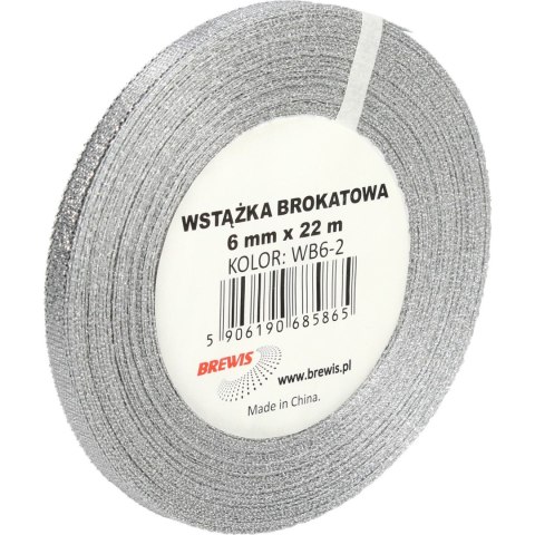 Wstążka brokatowa srebrna 6mm(2szt) WB6-2 BREWIS Wstążka brokatowa srebrna 6mm(2szt) WB6-2 BREWIS