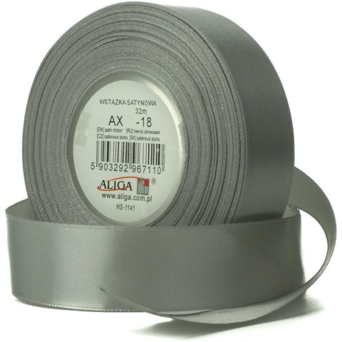 Wstążka satynowa szara 12mmx32m (4) AX12-18 ALIGA Wstążka satynowa szara 12mmx32m (4) AX12-18 ALIGA