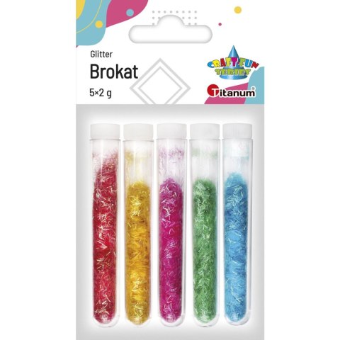 Brokat w fiolkach nitki tęczowy 5 kolorów x2g 260091 TITANUM Brokat w fiolkach nitki tęczowy 5 kolorów x2g 260091 TITANUM