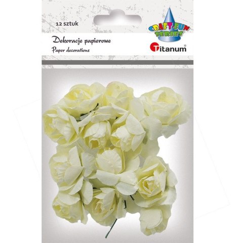 Kwiaty papierowe na druciku różyczki kremowe 12 szt. 396494 TITANUM Kwiaty papierowe na druciku różyczki kremowe 12 szt. 396494 TITANUM