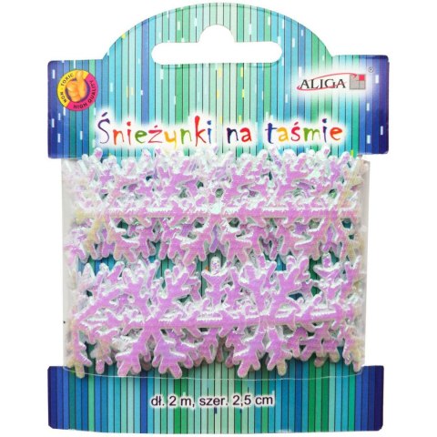 Śnieżynki na taśmie 2m x 2,5cm TC-6205 ALIGA Śnieżynki na taśmie 2m x 2,5cm TC-6205 ALIGA