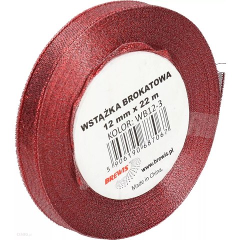 Wstążka brokatowa czerwona 12mm WB12-3 (2) BREWIS Wstążka brokatowa czerwona 12mm WB12-3 (2) BREWIS