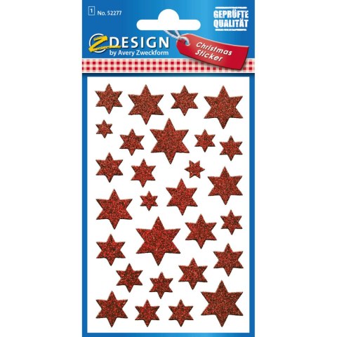 Naklejki Z-Design świąteczne - gwiazdki czerwone (błyszczące) 52277 AVERY ZWECKFORM Naklejki Z-Design świąteczne - gwiazdki czerwone (błyszczące) 52277 AVERY ZWECKFORM