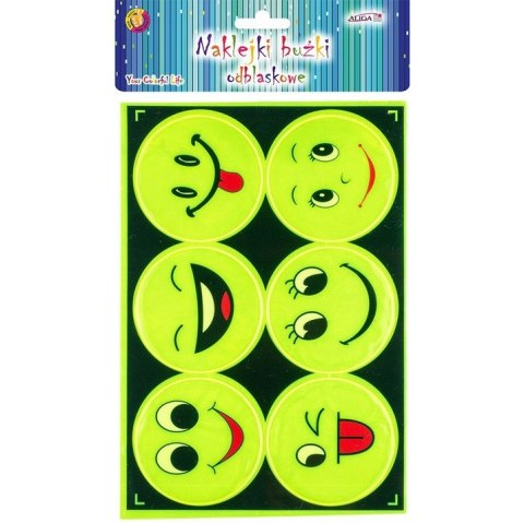 Naklejki buźki odblaskowe śr.7cm (6 szt) NKB-5824 ALIGA Naklejki buźki odblaskowe śr.7cm (6 szt) NKB-5824 ALIGA
