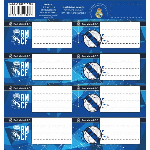 Naklejki na zeszyt RM-107 REAL MADRID 3 708017003 ASTRA Naklejki na zeszyt RM-107 REAL MADRID 3 708017003 ASTRA