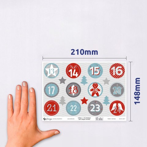 Naklejki papierowe ze srebrnymi tłoczeniami, na ark. A5 - numerki adwentowe Z-Design 54617 Naklejki papierowe ze srebrnymi tłoczeniami, na ark. A5 - numerki adwentowe Z-Design 54617