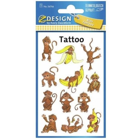 Naklejki tatuaże dla dzieci MAŁPKI 56766 Z-DESIGN KIDS TATTOO AVERY ZWECKFORM Naklejki tatuaże dla dzieci MAŁPKI 56766 Z-DESIGN KIDS TATTOO AVERY ZWECKFORM