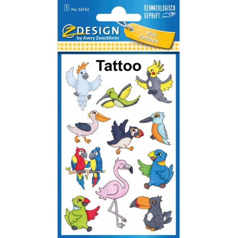 Naklejki tatuaże dla dzieci PTAKI 56762 Z-DESIGN KIDS TATTOO AVERY ZWECKFORM Naklejki tatuaże dla dzieci PTAKI 56762 Z-DESIGN KIDS TATTOO AVERY ZWECKFORM
