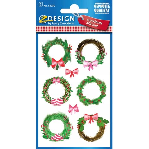 Papierowe naklejki o teksturze lnu - Świąteczne wianki Z-Design 52295 AVERY ZWECKFORM Papierowe naklejki o teksturze lnu - Świąteczne wianki Z-Design 52295 AVERY ZWECKFORM