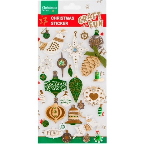 Naklejki 3D wypukłe świąteczne motywy 26szt. 438587 Craft with Fun Naklejki 3D wypukłe świąteczne motywy 26szt. 438587 Craft with Fun