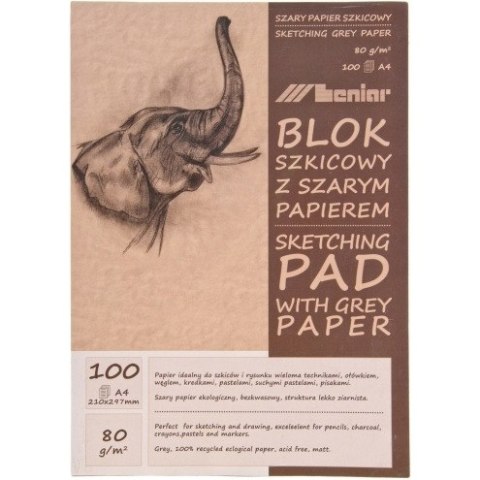 Blok szkicownik A4 100k 80g papier szary 90853 LENIAR Blok szkicownik A4 100k 80g papier szary 90853 LENIAR