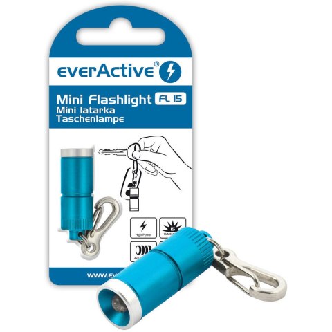 Latarka led EVERACTIVE FL-15 turkusowa brelok 15lm + 4xLR41 Latarka led EVERACTIVE FL-15 turkusowa brelok 15lm + 4xLR41