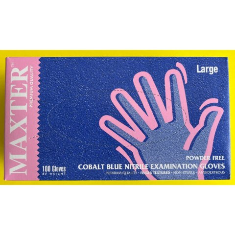 Rękawiczki NITRYL niebieskie 100szt `L` MAXTER MX93778 Rękawiczki NITRYL niebieskie 100szt `L` MAXTER MX93778