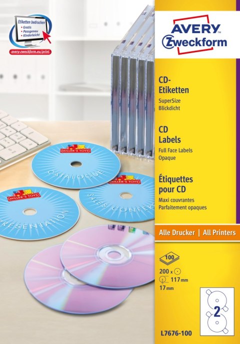 Etykieta na CD L7676-100 SUPER SIZE (100) AVERY ZWECKFORM Etykieta na CD L7676-100 SUPER SIZE (100) AVERY ZWECKFORM