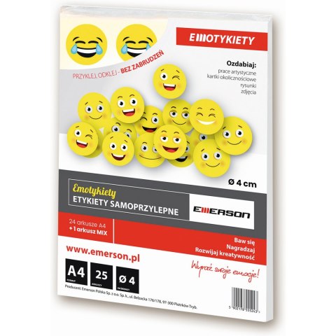 Etykiety samoprzylepne A4 EMOTY 40mm 25 arkuszy ETOKZOL003x025x001 Etykiety samoprzylepne A4 EMOTY 40mm 25 arkuszy ETOKZOL003x025x001