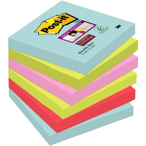 Bloczek samoprzylepny 76x76mm 90k mix kolorów (6szt) POST-IT MIAMI Super Sticky 70005291227 3M Bloczek samoprzylepny 76x76mm 90k mix kolorów (6szt) POST-IT MIAMI Super Sticky 70005291227 3M