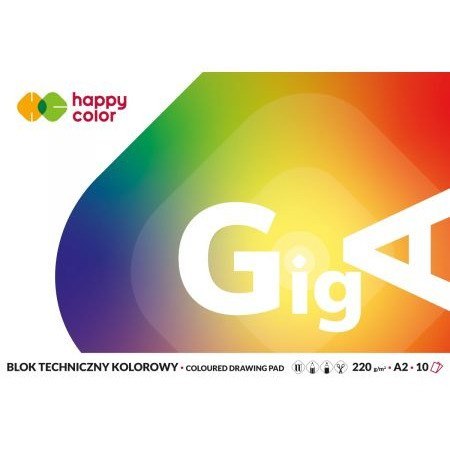 Blok techniczny GigA kolorowy A2 10ark 220g Happy Color 3722 4060-09 Blok techniczny GigA kolorowy A2 10ark 220g Happy Color 3722 4060-09
