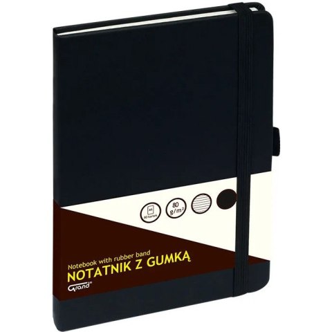 Notatnik z gumką A5 czarny linia 150-1423 GRAND Notatnik z gumką A5 czarny linia 150-1423 GRAND